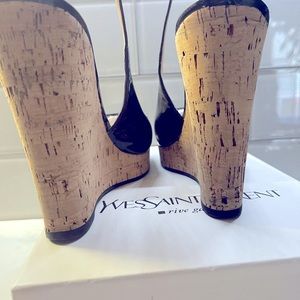 YvesSaintLaurent YSL Lili 100 Slingback Cork Wedge